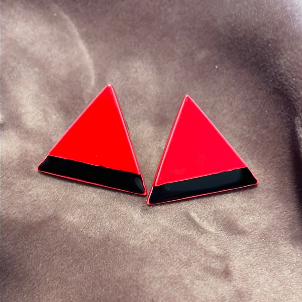 3/$25 Vibrant Red Triangle Earrings
